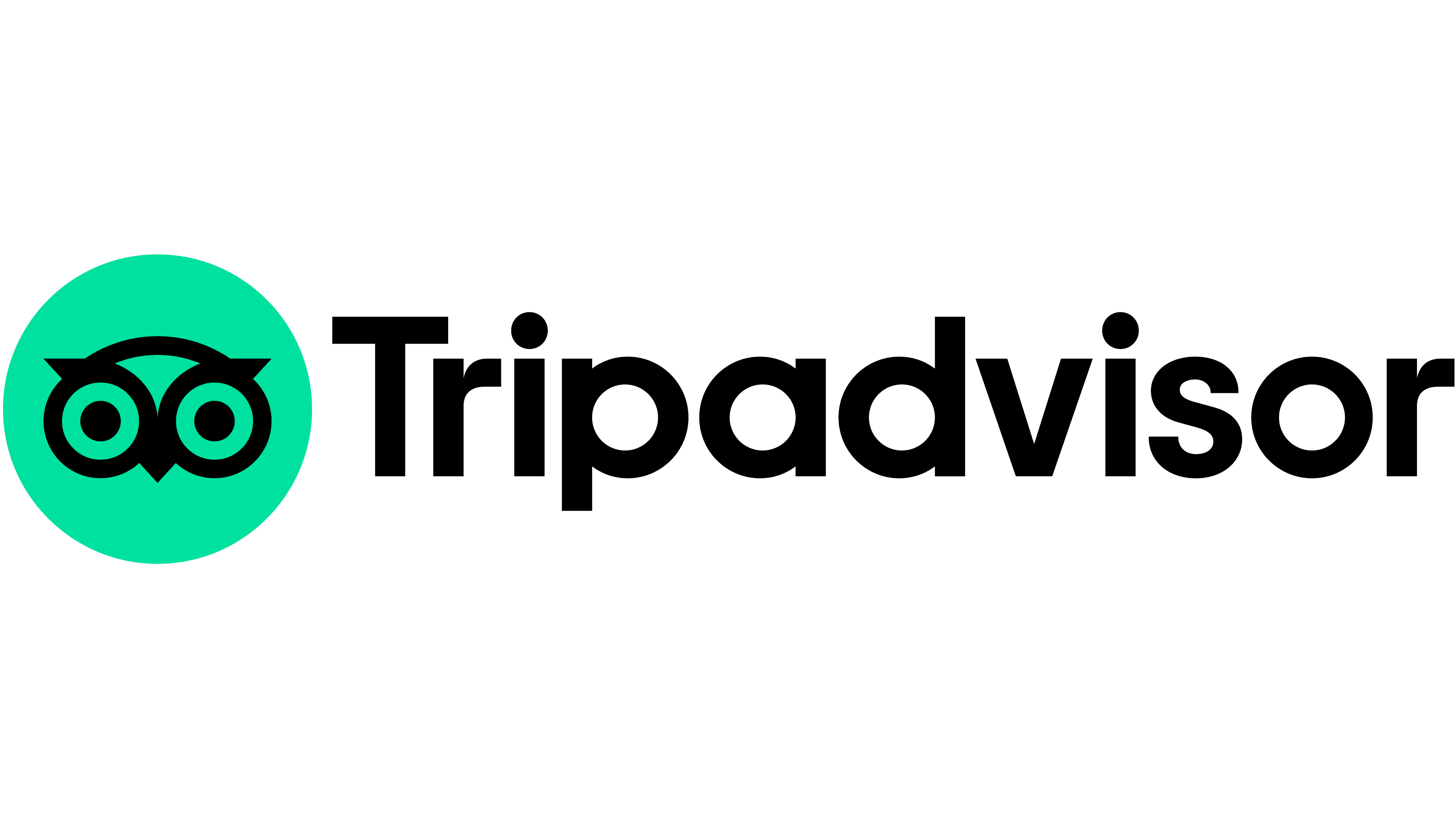 green and black logo of the left with the word tripadvisor to the right in black